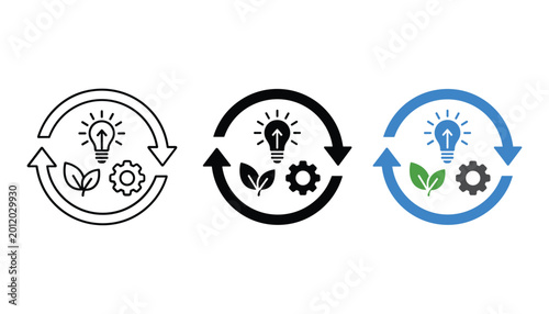 Φωτογραφία Sustainable innovation circular economy icon set illustrating environmental ener