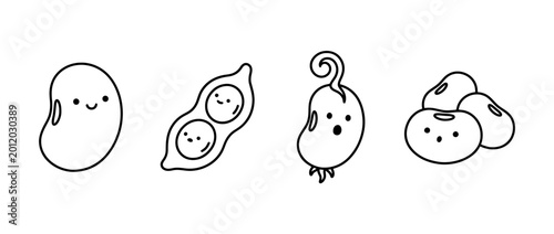 soybean cute monoline vector set collection