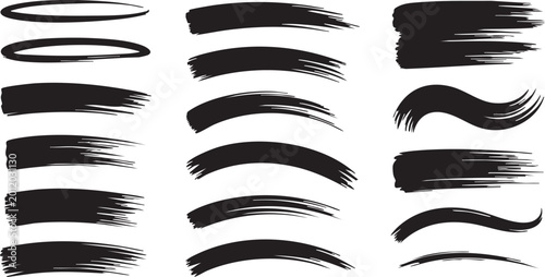 Quadro em tela Collection of vector paint brush strokes, hand drawn brush stroke textures set