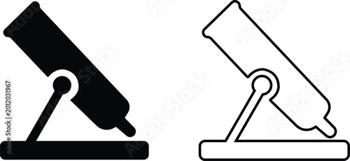 Foto Mortar artillery cannon launcher set collection group icons, military weapon sys