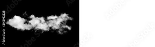 Tableau sur toile Single white cloud isolated on black background, realistic cloud formation for d