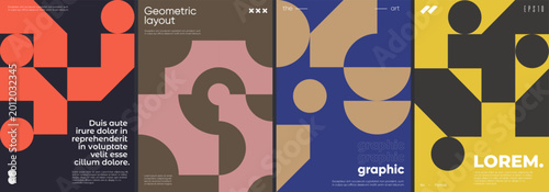 Simple geometric covers set. Minimalist vector templates.