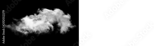 Cuadro en lienzo Single white cloud isolated on black background for design, composite, and sky r