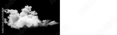 Foto Single white cloud isolated on black background isolated on transparent backgrou