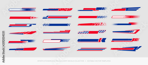 Obraz na plátně Racing stripes with checkered flag and racing dynamic  form banners for sport ca