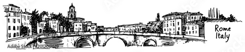 Photos Historic cityscape of Rome Italy with an arched bridge over the river