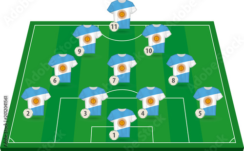 Foto Argentina Soccer Team Tactics Board, Football Starting Eleven Lineup