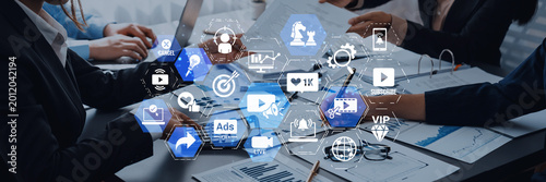 Bild auf Leinwand The concept of video marketing increases online engagement