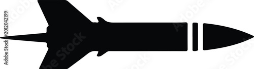 Silhouette design of a military missile for defense system vector