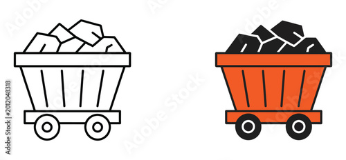Tableau sur toile Mining cart icon representing industrial processes, energy production, raw mater