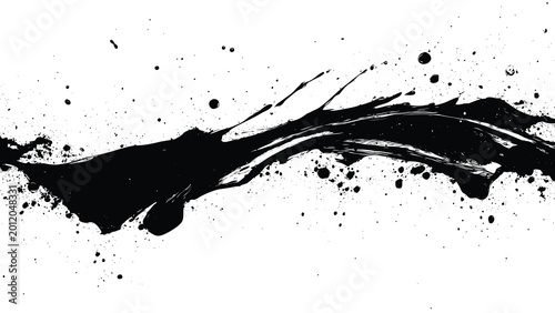 Φωτογραφία Black paint splatter on white background.