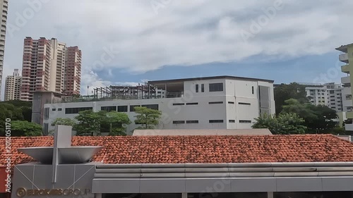 Train window of suburban Singapore