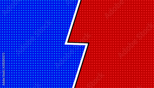 Red blue split slash dots pattern comic book modern minimalist background
