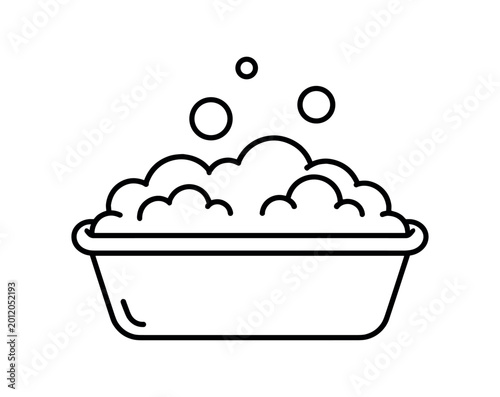 Foto Basin full of soap suds and bubbles for washing and cleaning icon flat vector ic
