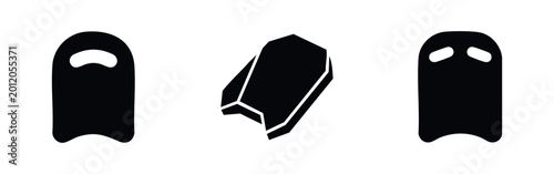 Canvastavla Black silhouette icons of swimming kickboards and bodyboards isolated on white background