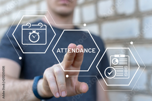 Concept of attendance management in business, education or other.