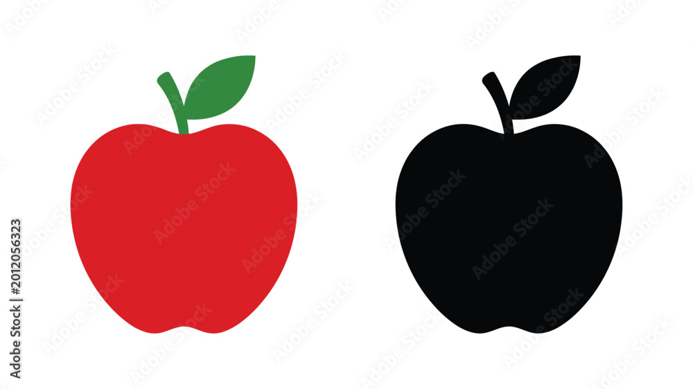Fototapeta premium Apple silhouettes red and black isolated on white background