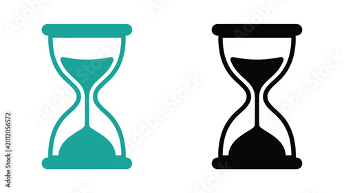 Tableau sur toile Hourglass icon set teal and black silhouette on white background