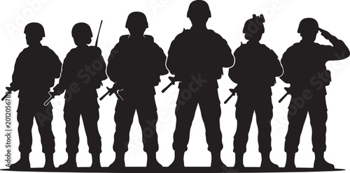 Photos US Military Soldiers Silhouette Set – American Army Troops Standing in Formation
