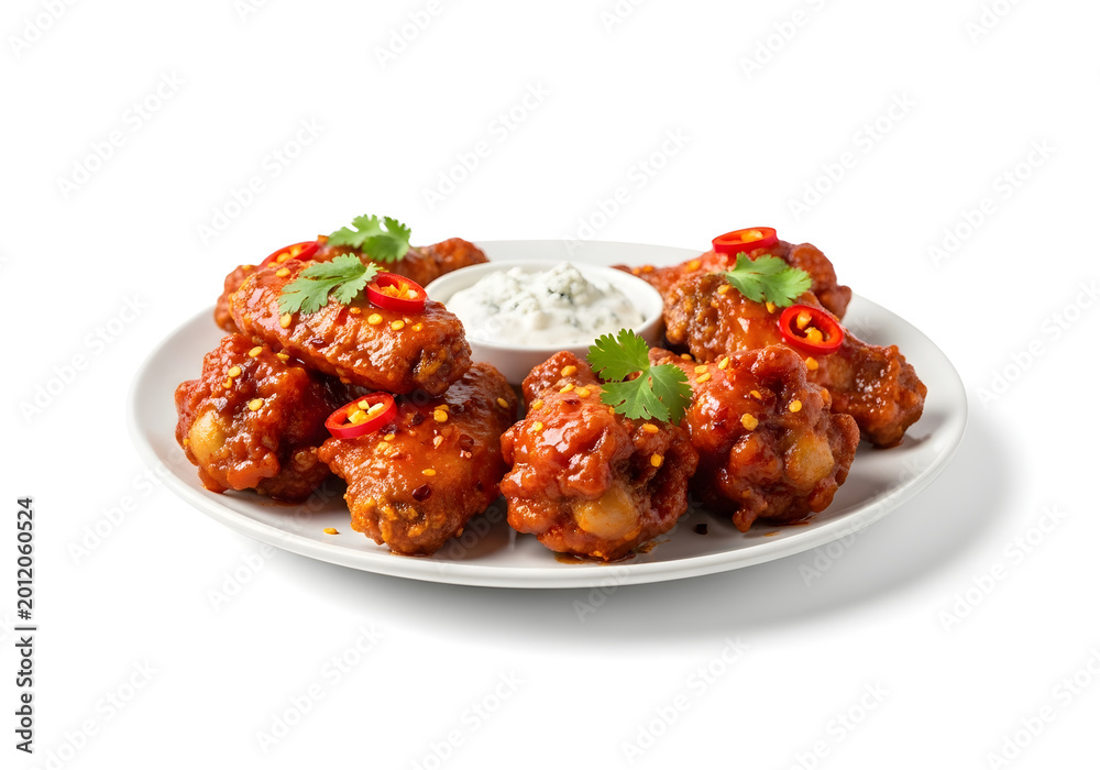 Fototapeta premium Spicy chicken wings with blue cheese dip