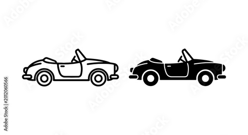 Εκτύπωση καμβά Retro Convertible Car Icons, Vintage Automobile Vector Graphics, Classic Vehicle