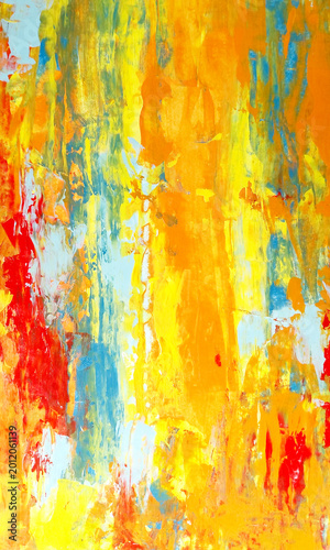 Colorful yellow and orange abstract art, modern painting with grunge texture. 