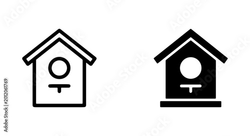 Foto Birdhouse Icons: Simple Nesting House Symbols, Outdoor Dwelling Vector Graphics