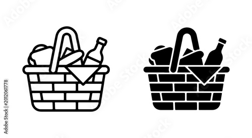 Photos Picnic Basket Icons: Food, Drink, and Outdoor Meal Essentials
