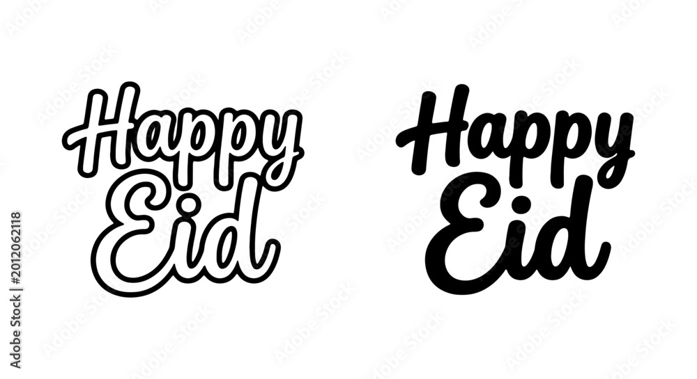 Fototapeta premium Happy Eid Calligraphy, Islamic Holiday Greeting Text, Vector Art