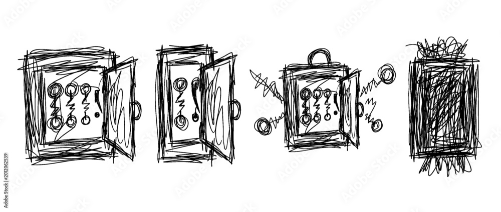Fototapeta premium breaker box , pen scribble , kid Hand drawn , vector