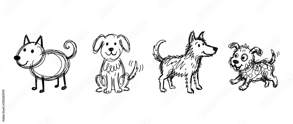 Obraz premium dog , pen scribble , kid Hand drawn , vector