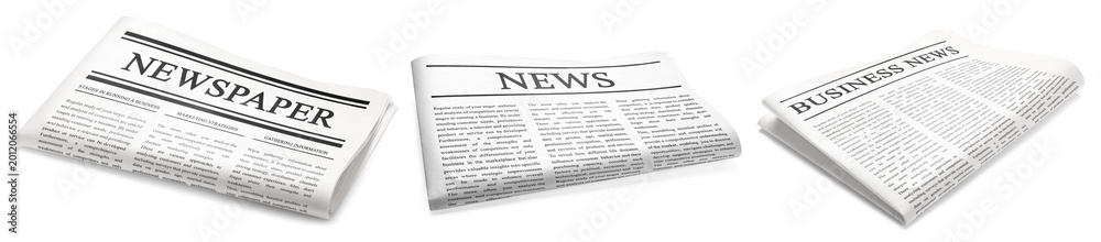 Obraz premium Newspapers isolated on white, set. Printed publication