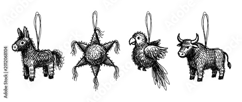 pinata , pen scribble , kid Hand drawn , vector