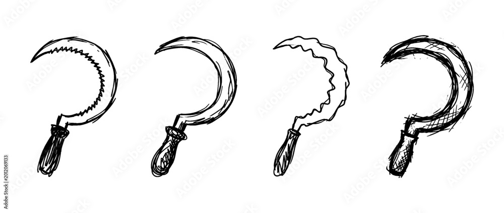 Fototapeta premium sickle , pen scribble , kid Hand drawn , vector
