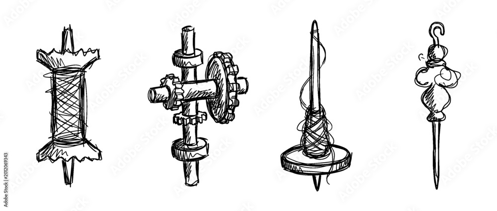 Naklejka premium spindle , pen scribble , kid Hand drawn , vector