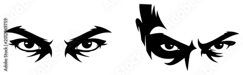 Fotografía Intense aggressive eyes expressing anger and determination in black and white co
