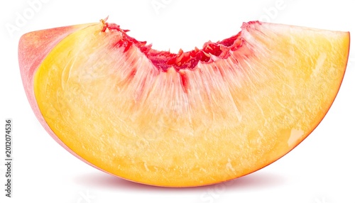 Fresh Yellow Peach Slice Isolated on Clean White Background