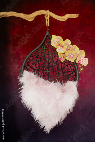 Digital photography background swing for newborn and baby. Selective focus.	