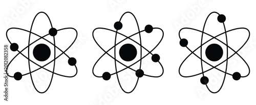 Cuadro en lienzo Atom icon set featuring atomic structure symbols, nuclear energy concepts, and s