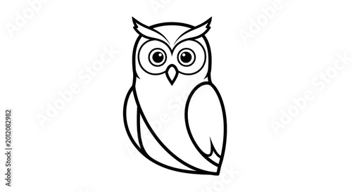 Minimalist Black and White Line Art Illustration of a Wise Owl, Perfect as an Icon, Logo Element, or Simple Graphic Design Asset