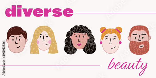 Tableau sur toile Creative banner with portraits of men and women with different haircuts