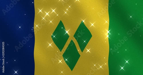 Saint Vincent and the Grenadines Flag Glitter Background