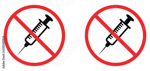 Bild auf Leinwand No syringe symbol featuring prohibited injection sign, medical needle restrictio