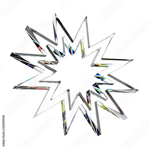 Fotografía 3d Render Abstract Dispersion Glass, Isolated holographic spectrum shape, Futuri