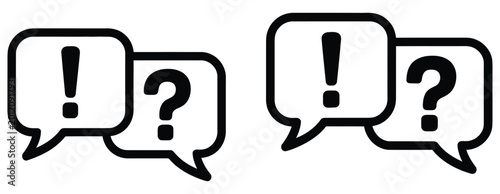 Quadro em tela Confused speech bubble icon set featuring question marks representing doubt, unc