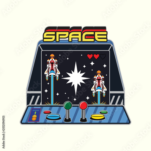 Illustration of a Retro 90s Arcade Game Machine with Unique Vintage Style for Streetwear T Shirt and Sticker Design