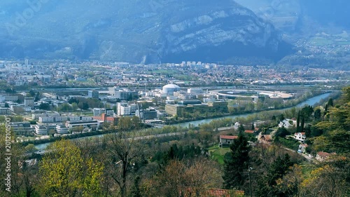 Europole district and synchrotron panoramic view with Alps mountains - Grenoble, France