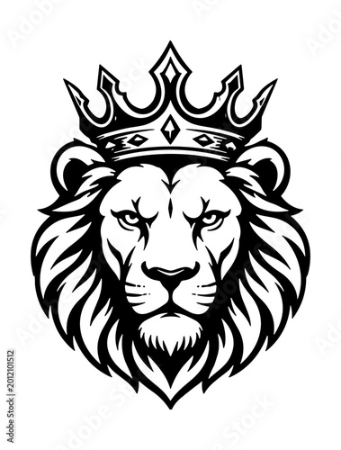 King Lion Head Wearing Royal Crown Mascot Vector Silhouette Illustration Cricut Cutting File EPS