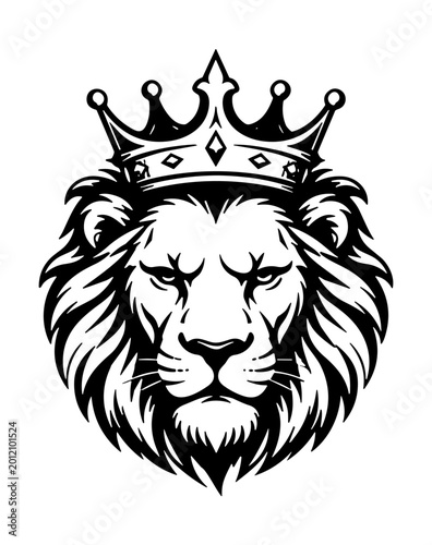 Lion Head Wearing Royal Crown Portrait Vector Silhouette Illustration Cricut Cutting File EPS