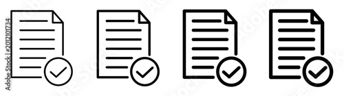 Photos 書類チェックアイコン 承認・確認・完了を表すビジネスドキュメント素材　Document Check Icon Approval Verified Complet